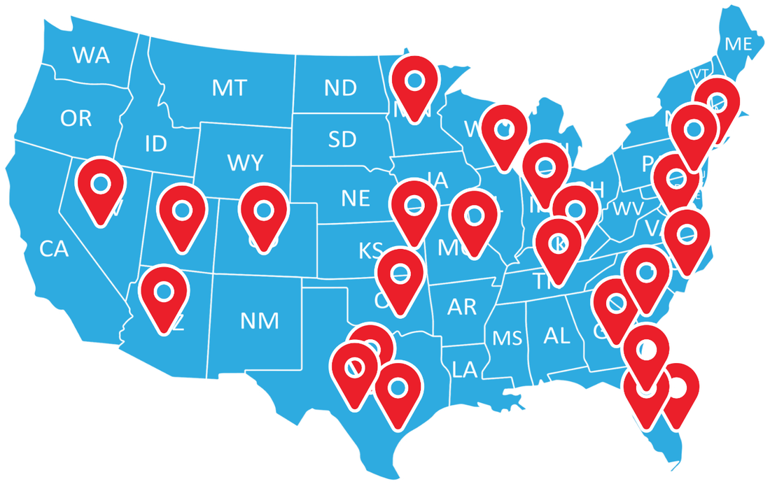 Map of UrgentVet locations across the United States